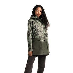 Herschel Rainwear Parka Women's Green Camouflage Outwear Activewear Jacket NEW S